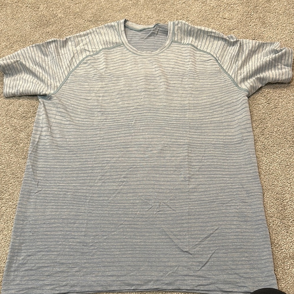 Lululemon Men's Blue Striped Shirt